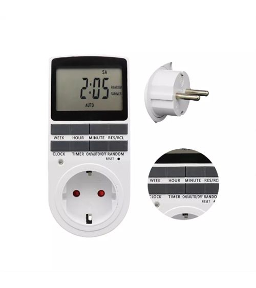 Elektroninis skaitmeninis laikmatis – rozetė (programuojamas savaitinis laikmatis), KAINA: 12, KODAS: LAIKMATIS 220V | 001