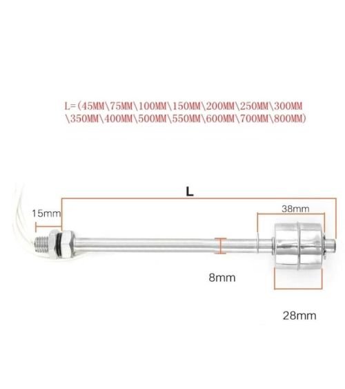Elektromechaninis vandens lygio plūdinis jungiklis - I formos - plienas - 100 mm, KAINA: 15.49, KODAS: FLOAT-100MM | 001