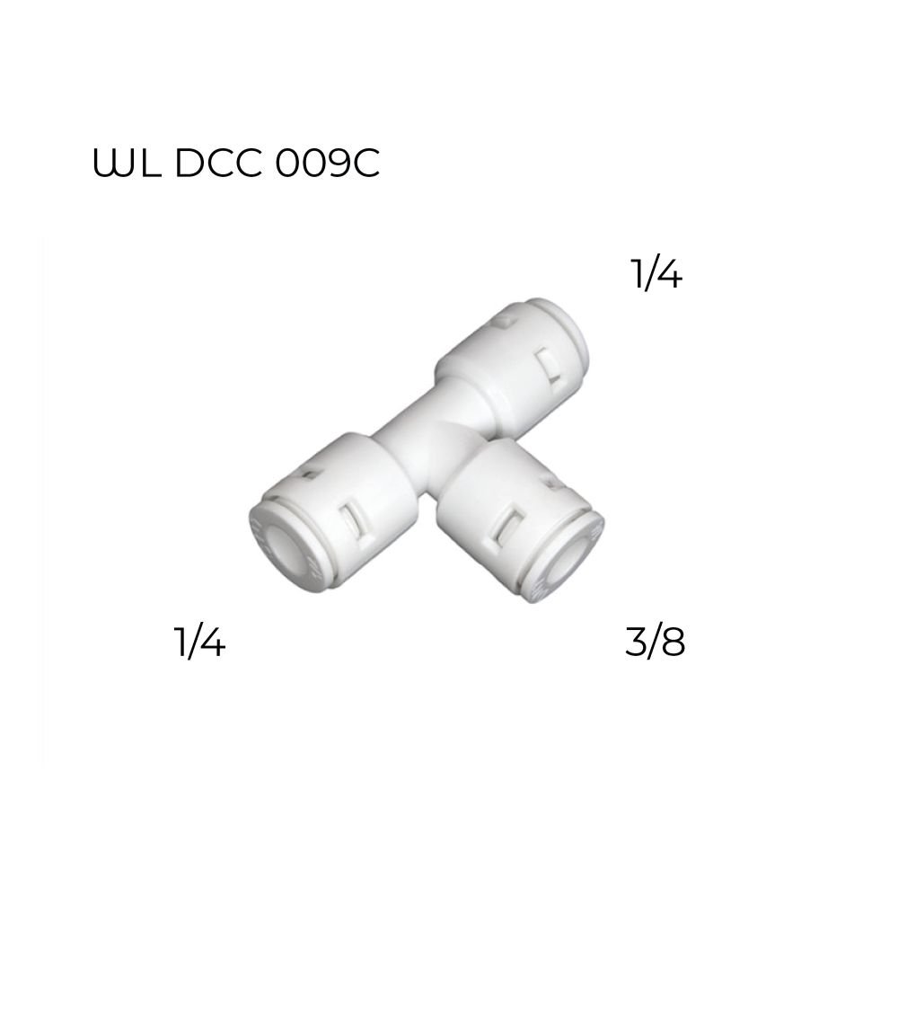 "T" FORMOS RO JUNGTIS - V1/4 | V3/8 | V1/4, KAINA: 3.080001, KODAS: DCC-009C-GP | 001