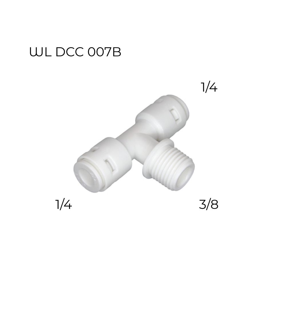 "T" FORMOS RO JUNGTIS SU IŠORINIU SRIEGIU - V1/4 | S3/8 | V1/4, KAINA: 2.93, KODAS: DCC-007B | 001
