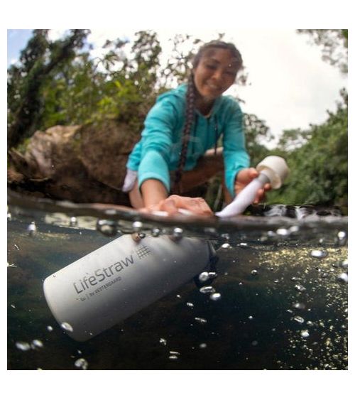 IZOLIUOTAS NERŪDIJANČIO PLIENO VANDENS BUTELIS SU FILTRU LIFESTRAW GO (ŠVIESIAI MĖLYNAS 710 ML), KAINA BE PVM: 61.942149, KODAS:
