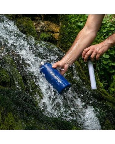 IZOLIUOTAS NERŪDIJANČIO PLIENO VANDENS BUTELIS SU FILTRU LIFESTRAW GO (ŠVIESIAI MĖLYNAS 710 ML), KAINA BE PVM: 61.942149, KODAS: