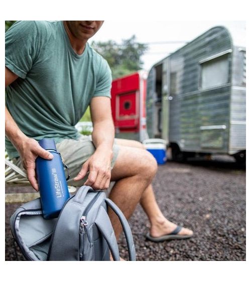 IZOLIUOTAS NERŪDIJANČIO PLIENO VANDENS BUTELIS SU FILTRU LIFESTRAW GO (PILKAS 650 ML), KAINA BE PVM: 61.942149, KODAS: 764014428