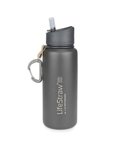 IZOLIUOTAS NERŪDIJANČIO PLIENO VANDENS BUTELIS SU FILTRU LIFESTRAW GO (PILKAS 650 ML), KAINA BE PVM: 61.942149, KODAS: 764014428