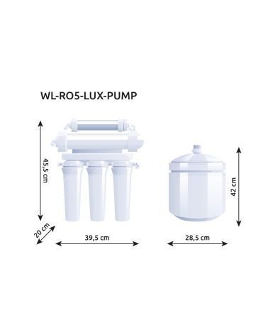 Atvirkštinio osmoso sistema RO5 Pro 100 GPD su siurbliu ir manometrais, KAINA: 173.47, KODAS: RO5-LUX-PUMP | 003