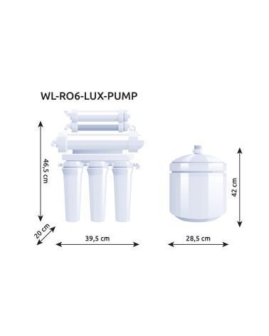 Atvirkštinio osmoso sistema WaterLovers RO6 Pro 100 GPD su siurbliu ir manometrais, KAINA: 213.44, KODAS: RO6-LUX-PUMP | 003