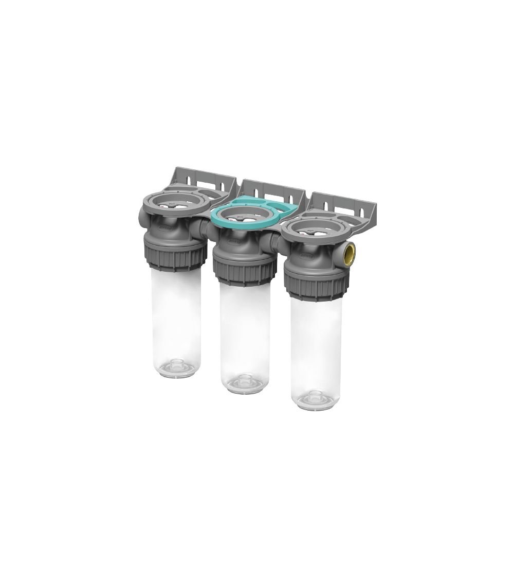 Plastic housing filter 3P ECO TRIPLEX 9" ¾ transparent PET bowl 1 – 1" (EN), KAINA: 0, KODAS: FTPP3P0150 | 001