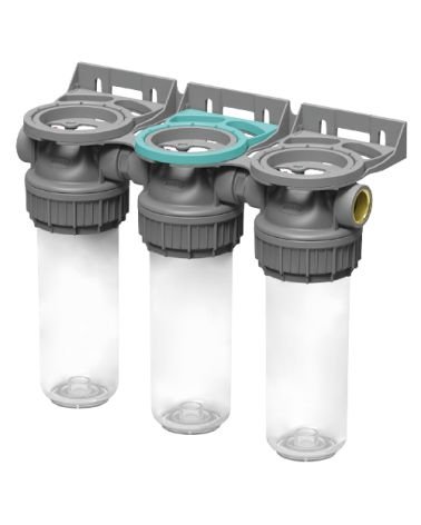 Plastic housing filter 3P ECO TRIPLEX 9" ¾ transparent PET bowl 1 – 1" (EN), KAINA: 0, KODAS: FTPP3P0150 | 001