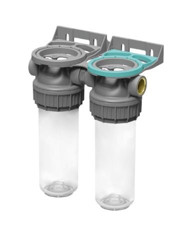 Plastic housing filter 3P ECO DUPLEX 9" ¾ transparent PET bowl 1 – 1" (EN), KAINA: 0, KODAS: FDPP3P0150 | 001