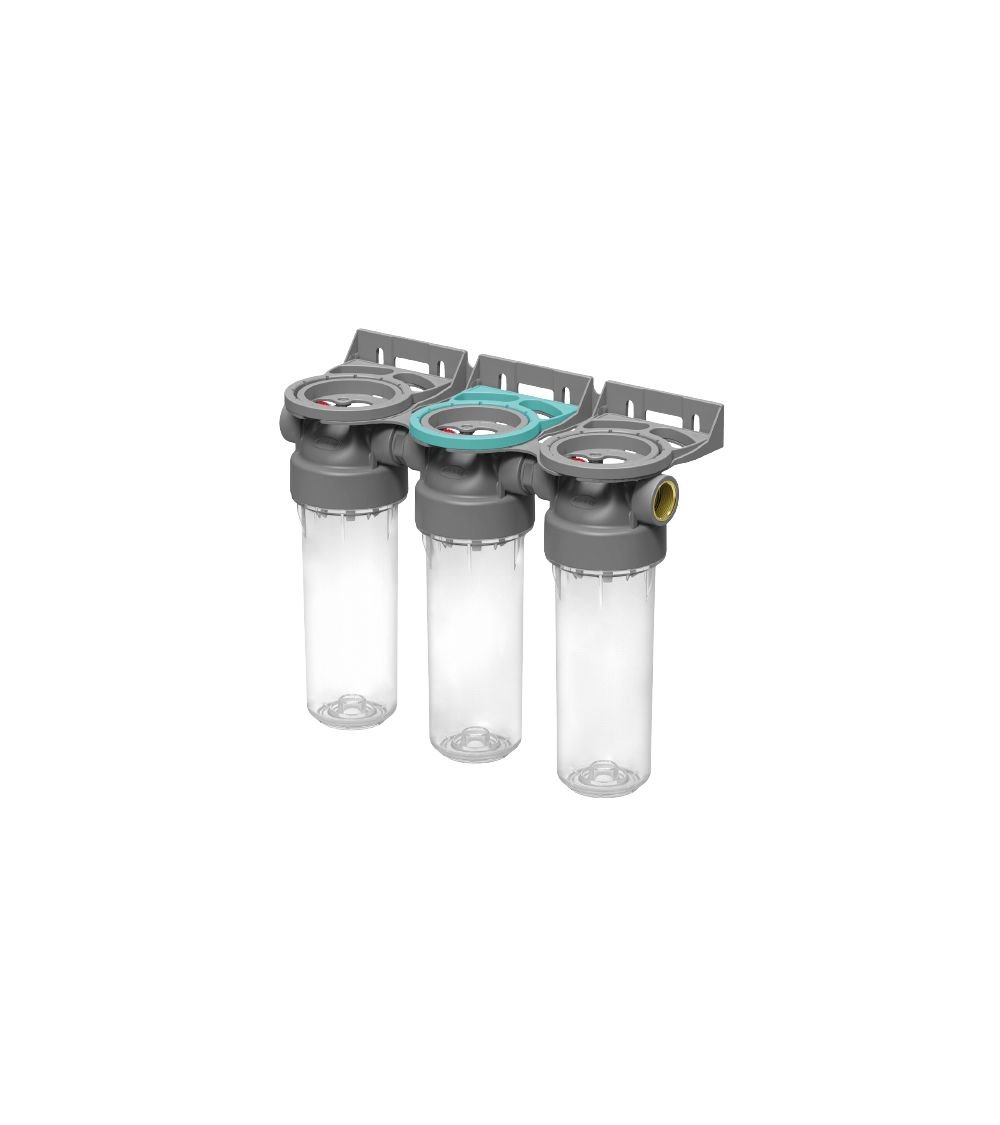 Plastic housing filter 2P ECO TRIPLEX 9" ¾ transparent PET bowl 1 – 1" (EN), KAINA: 0, KODAS: FTPP2P0150 | 001
