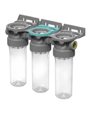 Plastic housing filter 2P ECO TRIPLEX 9" ¾ transparent PET bowl 1 – 1" (EN), KAINA: 0, KODAS: FTPP2P0150 | 001