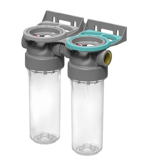 Plastic housing filter 2P ECO DUPLEX 9" ¾ transparent PET bowl ¾ – ¾" (EN), KAINA: 0, KODAS: FDPP2P0130 | 001