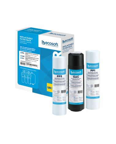 Standartinis 3 atsarginių filtrų rinkinys ECOSOFT PP5-GAC-PP1, KAINA: 9.62, KODAS: CPV3ECOSTD-GP | 002
