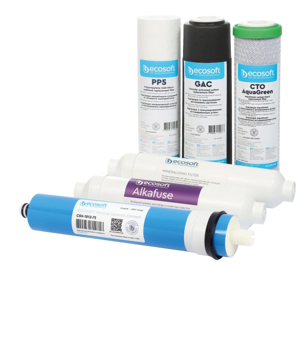 Ecosoft P'URE Alkafuse 5 kasesčių rinkinys+ membrana 75 GPD, KAINA: 61.47, KODAS: CHV6PUREALC-GP | 001