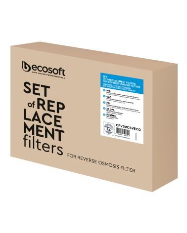 Standartinis 5 atsarginių filtrų rinkinys ECOSOFT PP5-GAC-PP1-50GPD-POSTMIN, KAINA: 29.440001, KODAS: CPV5MCSVECO-GP | 001