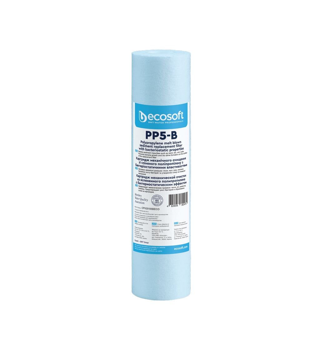 Ecosoft PP melt blown sediment filter with bacteriostatic effect 2.5″×10″, KAINA: 4.67544, KODAS: CPV25105BECO | 001