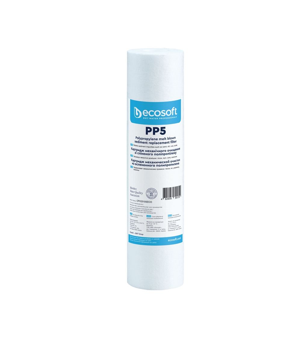 Ecosoft PP melt blown sediment filter 2.5″×10″ 5 micron, KAINA: 4.32696, KODAS: CPV25105ECO | 001