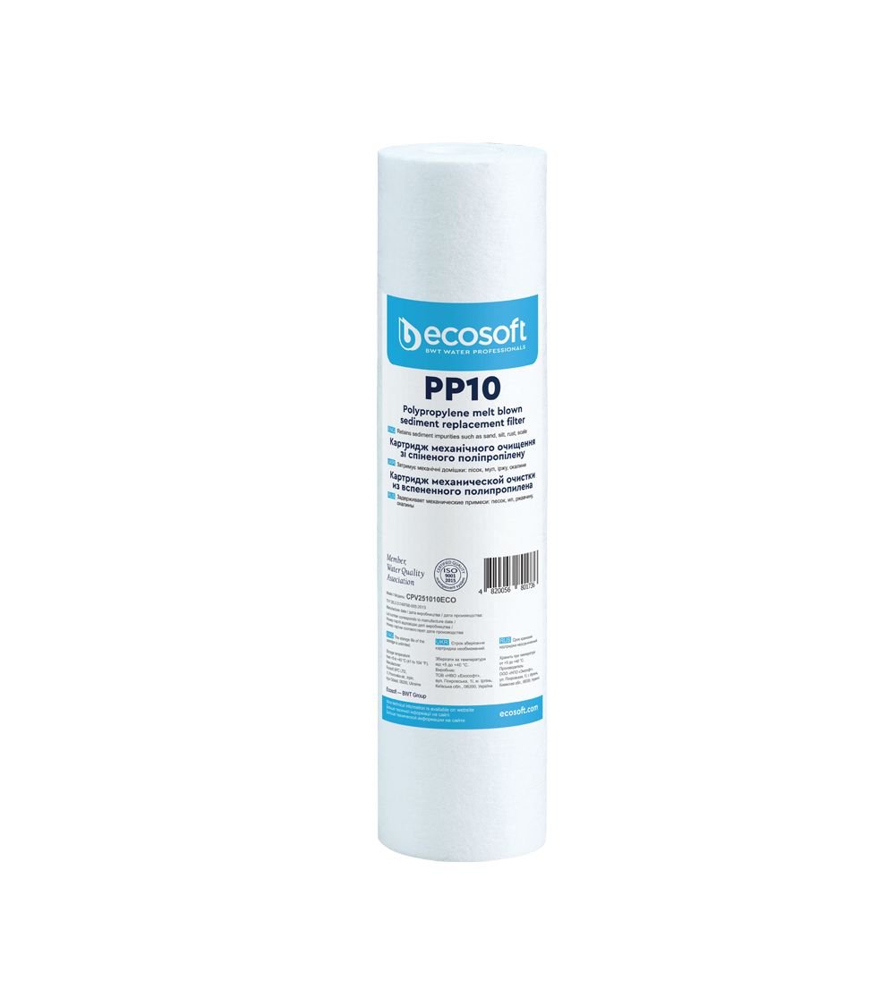 Ecosoft PP melt blown sediment filter 2.5″×10″ 10 micron, KAINA: 4.32696, KODAS: CPV251010ECO | 001