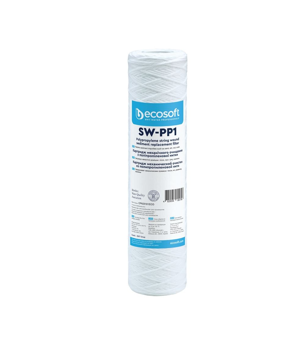 Ecosoft PP string wound sediment filter 2.5″×10″ 1 micron, KAINA: 5.35304, KODAS: CPN25101ECO | 001