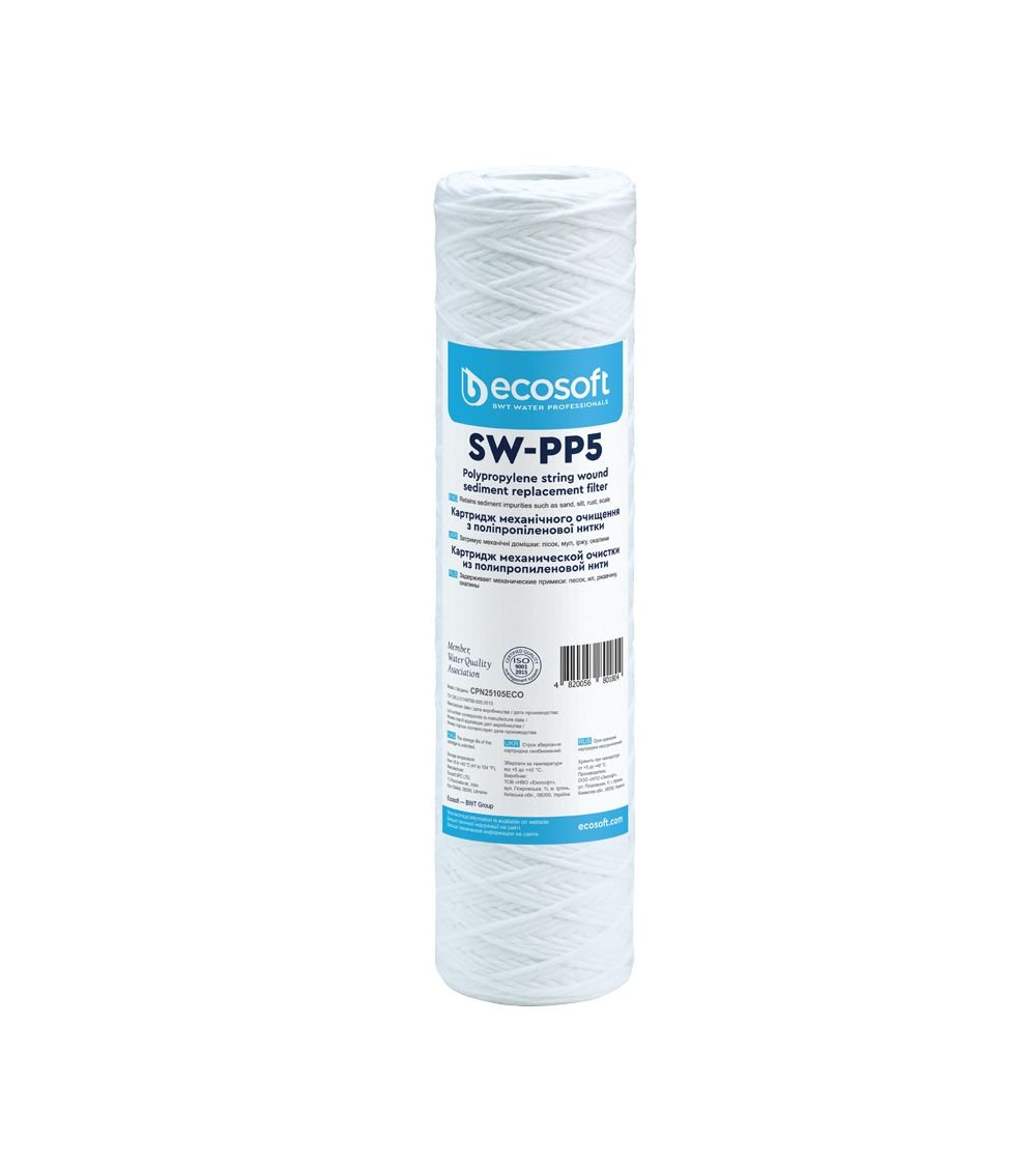 Ecosoft PP string wound sediment filter 2.5″×10″ 5 micron, KAINA: 5.35304, KODAS: CPN25105ECO | 001