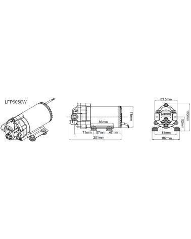 Membraninis siurblys - LEFOO LFP6600 230V - 600 / 800 GPD sistemoms, KAINA: 143.22, KODAS: LFP6600W-GP | 007