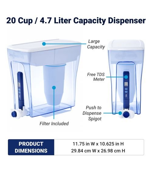 ZEROWATER 20 STIKLINIŲ / 4.7L FILTRO ĄSOTIS, KAINA: 66.34, KODAS: ZD-20RP-GP | 001