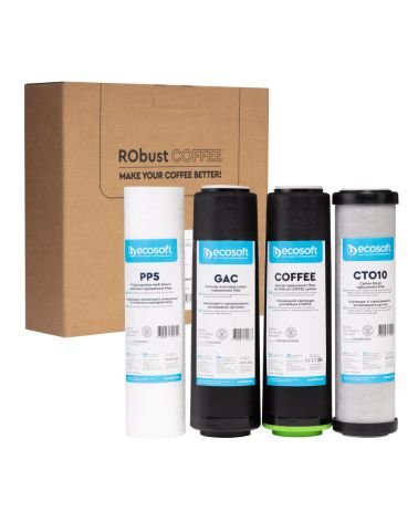 „Ecosoft“ atvirkštinio osmoso filtro "RObust PRO" atsarginių filtrų rinkinys 1-2-3-4, KAINA: 33.93566, KODAS: CHVROBUSTCOFFEE | 