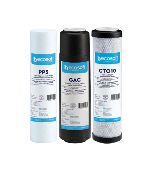 „Ecosoft“ pakaitinių filtrų rinkinys 3 pakopų vandens filtrams PP5-GAC-CTO, KAINA: 8.58979, KODAS: CHV3ECO-GP | 001
