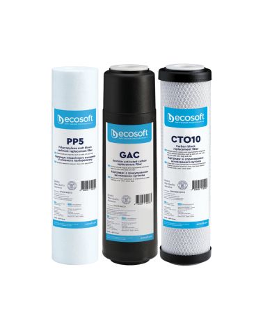 „Ecosoft“ pakaitinių filtrų rinkinys 3 pakopų vandens filtrams PP5-GAC-CTO, KAINA: 8.58979, KODAS: CHV3ECO-GP | 001