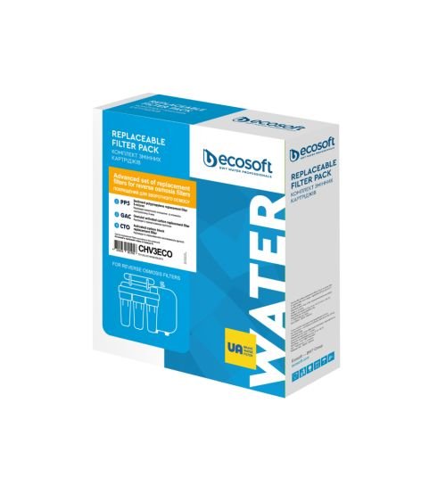 Ecosoft pakaitinių filtrų rinkinys 3 pakopų vandens filtrams, KAINA: 15.318146, KODAS: CMV3ECO-GP | 001