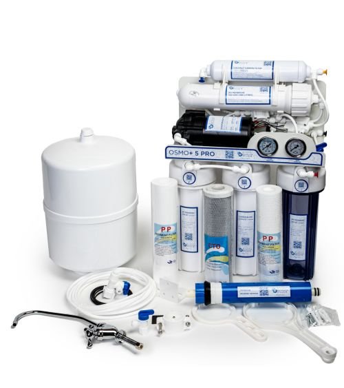 Atvirkštinio osmoso sistema RO5 Pro 100 GPD su siurbliu ir manometrais, KAINA: 173.47, KODAS: RO5-LUX-PUMP | 001