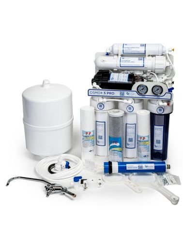 Atvirkštinio osmoso sistema RO5 Pro 100 GPD su siurbliu ir manometrais, KAINA: 173.47, KODAS: RO5-LUX-PUMP | 002
