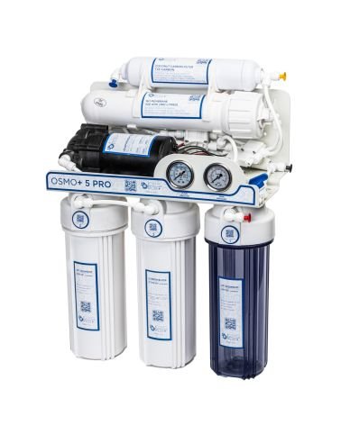 Atvirkštinio osmoso sistema RO5 Pro 100 GPD su siurbliu ir manometrais, KAINA: 173.47, KODAS: RO5-LUX-PUMP | 001