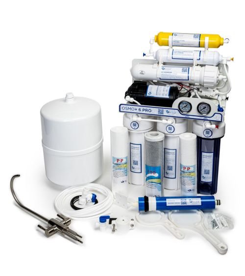 Atvirkštinio osmoso sistema WaterLovers RO6 Pro 100 GPD su siurbliu ir manometrais, KAINA: 213.44, KODAS: RO6-LUX-PUMP | 001