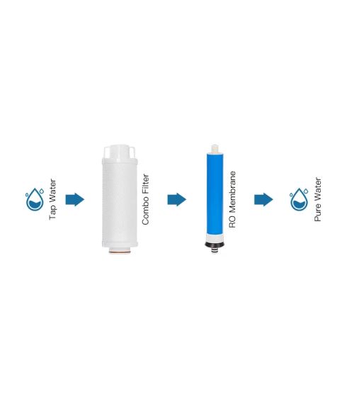 Atvirkštinio osmoso sistema KomiBright C25R + Talpa + Kraniukas + Siurblys, KAINA: 274.341001, KODAS: SET-C25R-TANK-GF-PUMP | 00