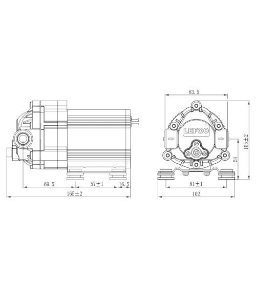 Membraninis bešepetėlinis siurblys - LEFOO LFP1300W-B 24V - 300 GPD sistemoms, KAINA: 0, KODAS: LFP1300W-B-GP | 001