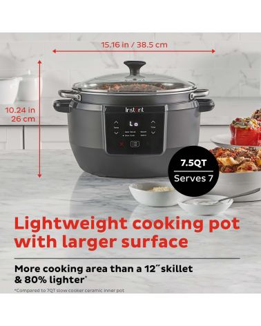 Instant Pot® Superior Cooker - lėta viryklė + daugiafunkcinė viryklė (su papildomais priedais) (7,1L) 4-in-1, KAINA: 75.5, KODAS