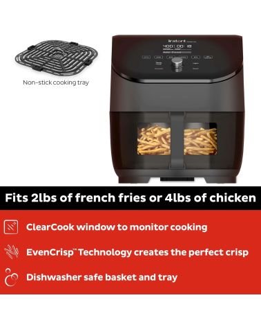 Instant Vortex® Plus nerūdijančio plieno oro gruzdintuvė su ClearCook (5,7L) 6-in-1, KAINA: 131, KODAS: 140-3097-01-EU-GP | 005