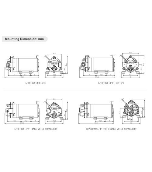 Membraninis siurblys - LEFOO LFP0100W 12V - 100 / 150 GPD sistemoms, KAINA: 65, KODAS: LFP0100W-GP | 001