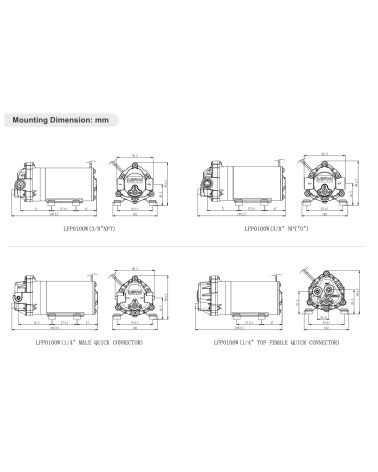 Membraninis siurblys - LEFOO LFP0100W 12V - 100 / 150 GPD sistemoms, KAINA: 65, KODAS: LFP0100W-GP | 008