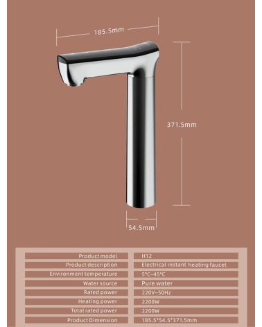 H12 momentinio šildymo čiaupas su LCD ekranu, KAINA: 152.95, KODAS: H12-HOT | 005