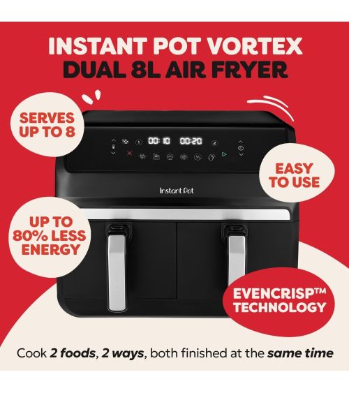 Instant Pot Vortex Dual 8L 8-in-1 oro gruzdintuvė su dviem stalčiais, KAINA: 0, KODAS: 140-3150-01-EU-GP | 001