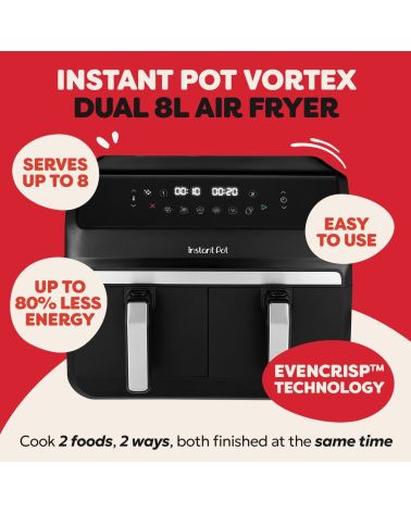 Instant Pot Vortex Dual 8L 8-in-1 oro gruzdintuvė su dviem stalčiais, KAINA: 0, KODAS: 140-3150-01-EU-GP | 007