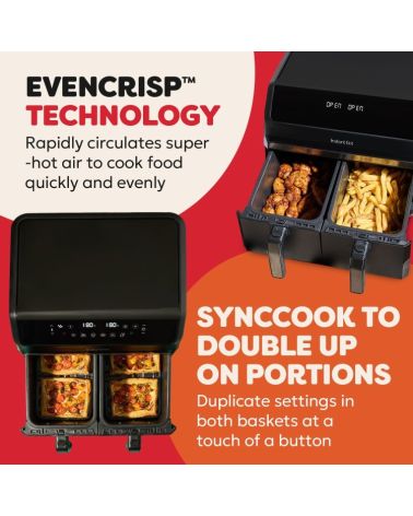 Instant Pot Vortex Dual 8L 8-in-1 oro gruzdintuvė su dviem stalčiais, KAINA: 0, KODAS: 140-3150-01-EU-GP | 0010