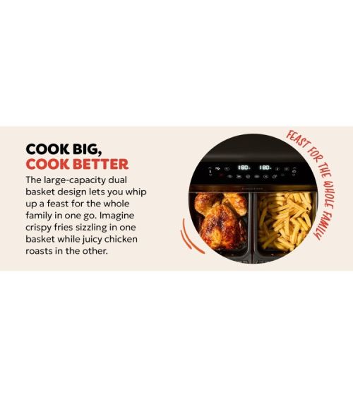 Instant Pot Vortex Dual 8L 8-in-1 oro gruzdintuvė su dviem stalčiais, KAINA: 0, KODAS: 140-3150-01-EU-GP | 001