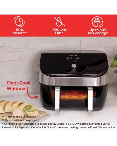 Instant Vortex Plus VersaZone 8.5L oro gruzdintuvė su ClearCook – nerūdijantis plienas, KAINA: 0, KODAS: 140-4100-01-EU-GP | 005